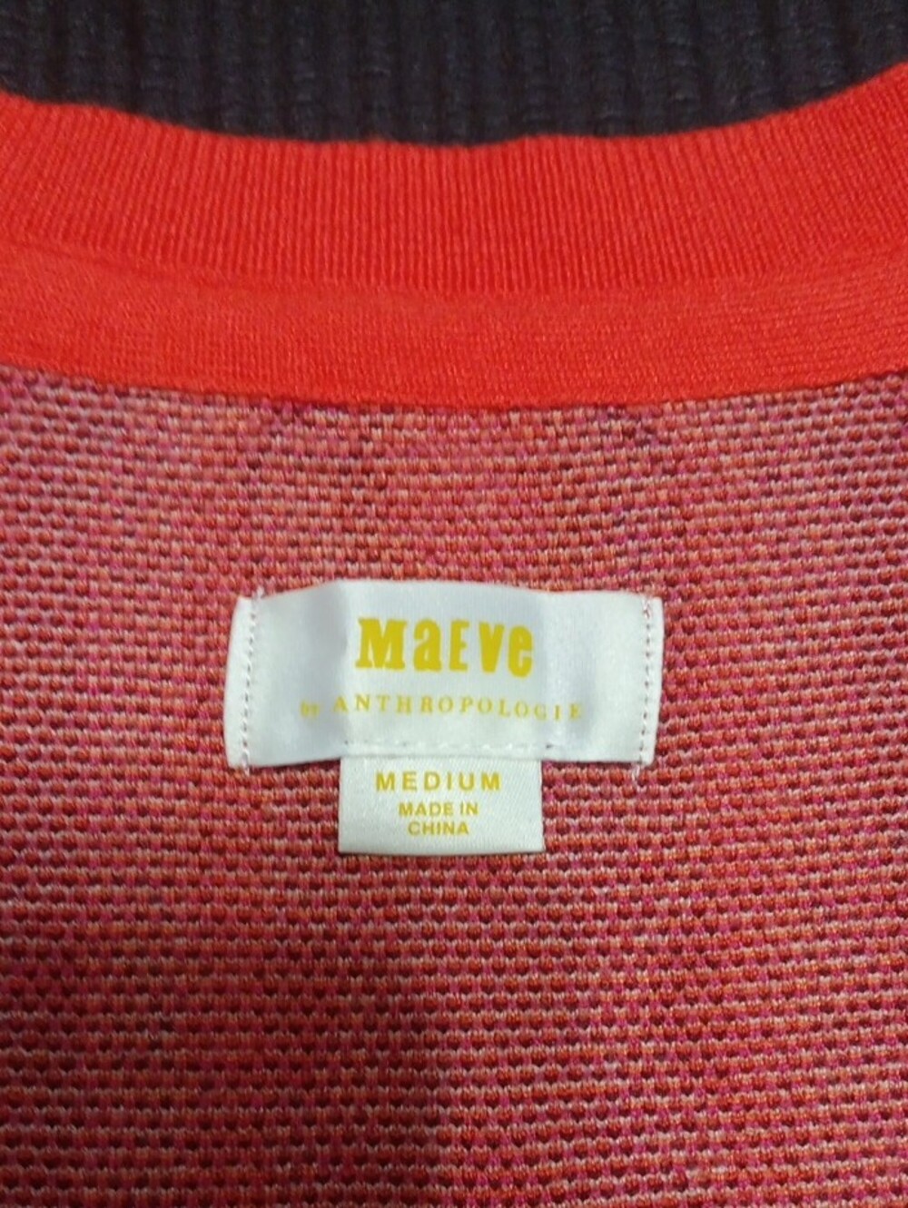 Anthropologie Maeve Red and Navy Textured Sweater - Picture 2 of 5